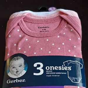 Gerber Pink and White Baby Onesies Set